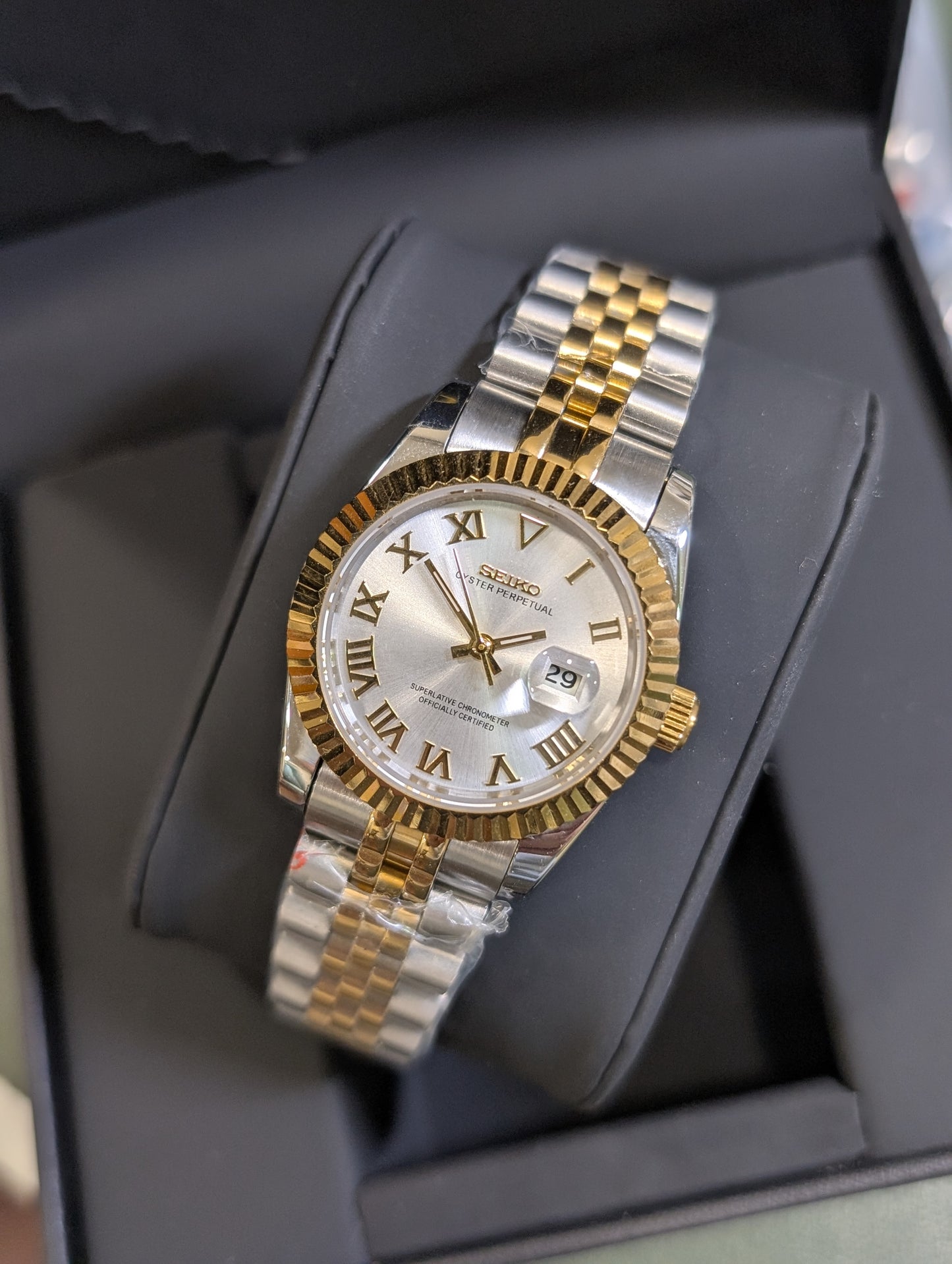 SEIKO-LEX TWO-TONE YELLOW GOLD ROMAN DJ WMNS (31MM)