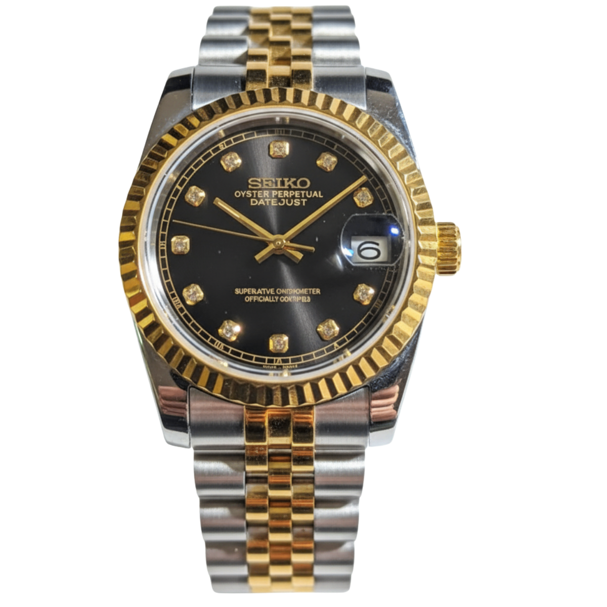 SEIKO-LEX BLACK DIAMOND YELLOW GOLD DJ (TWO TONE)