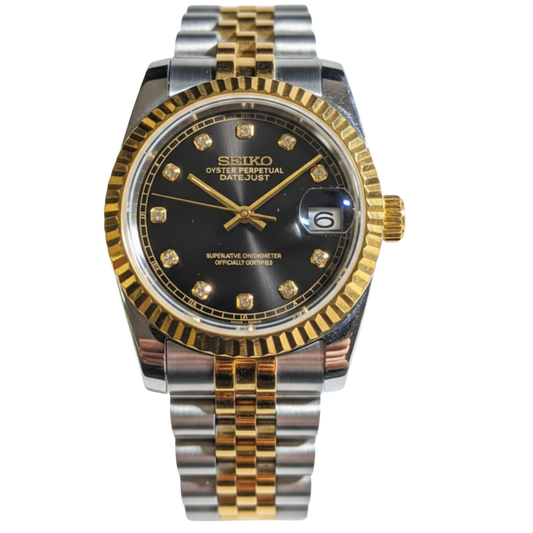 SEIKO-LEX BLACK DIAMOND YELLOW GOLD DJ (TWO TONE)
