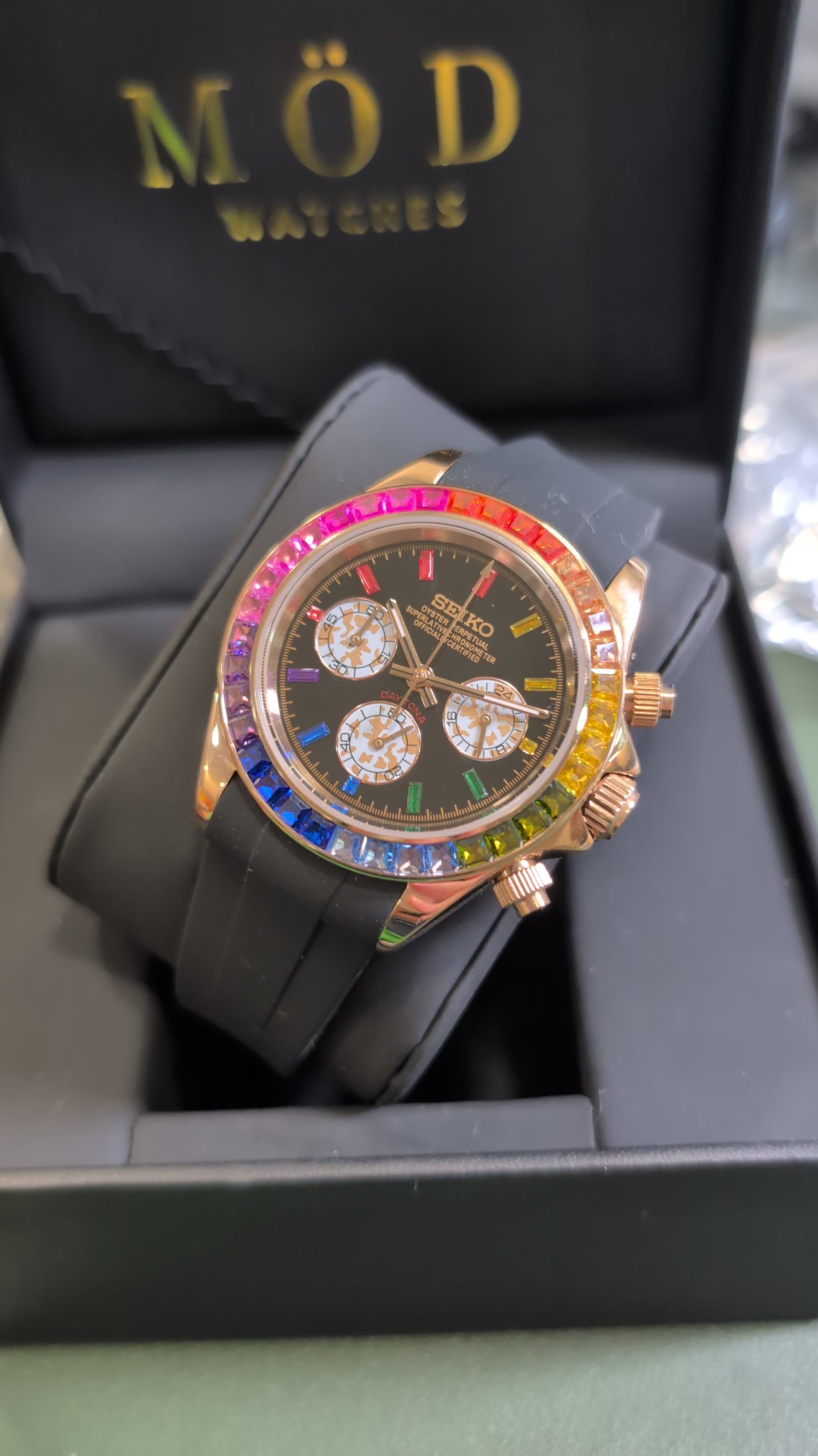 SEIKO-LEX RAINBOW ROSE GOLD DAYTONA – MOD WATCHES