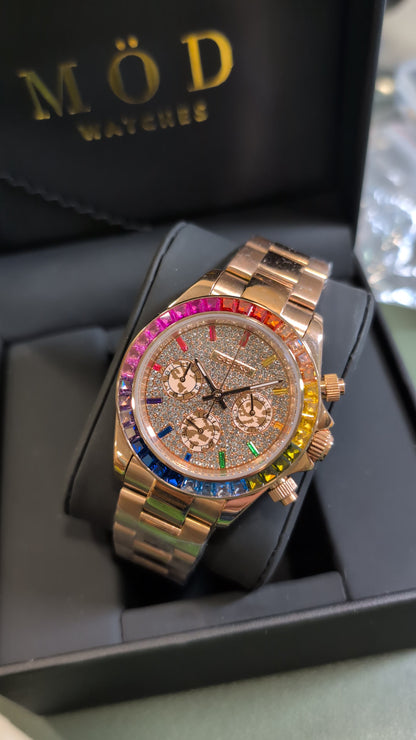SEIKO-LEX ICED OUT ROSE GOLD DAYTONA