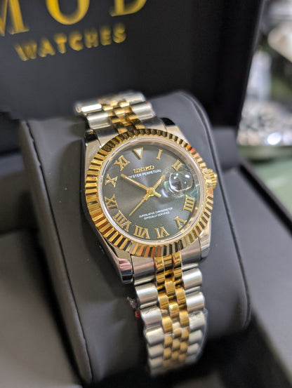 SEIKO-LEX TWO-TONE YELLOW GOLD ROMAN DJ WMNS (31MM)
