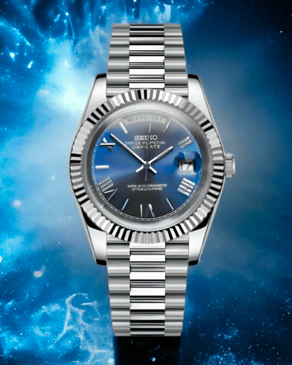 SEIKO-LEX BLUE ROMAN DAY-DATE