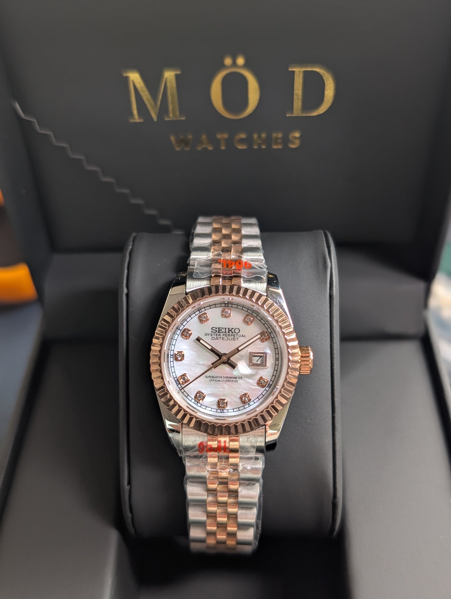 SEIKO-LEX TWO-TONE ROSE GOLD MOTHER OF PEARL DIA DJ WMNS (31MM)