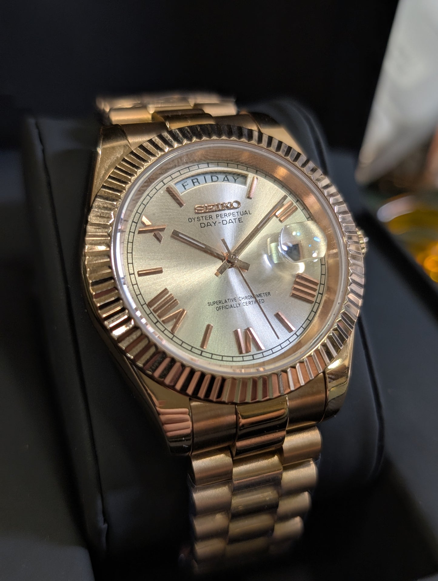 SEIKO-LEX ROSE GOLD DAY-DATE