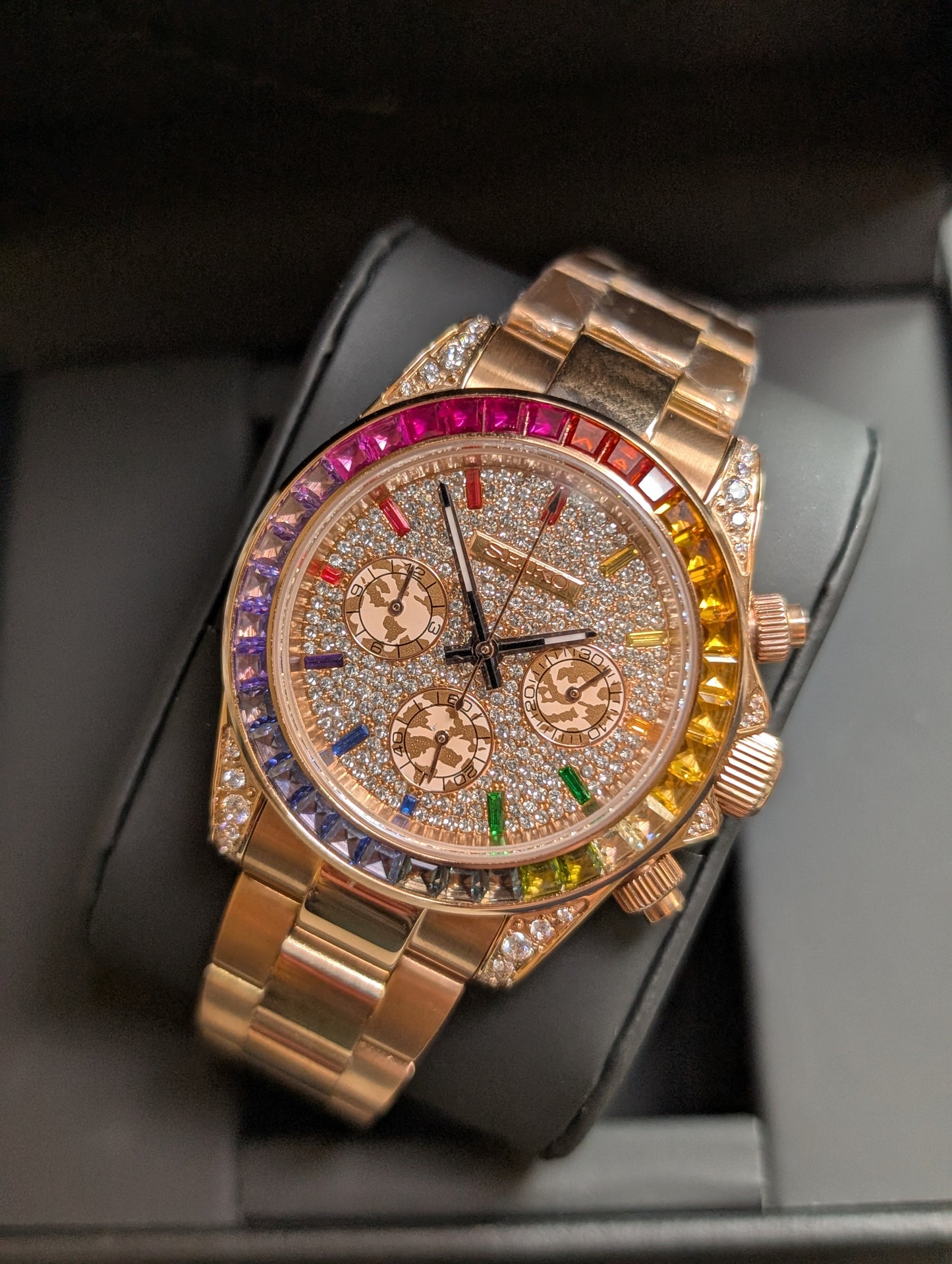 SEIKO-LEX ICED OUT ROSE GOLD DAYTONA