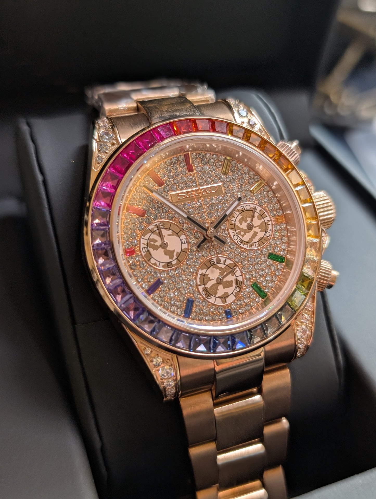 SEIKO-LEX ICED OUT ROSE GOLD DAYTONA