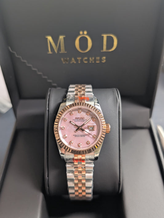 SEIKO-LEX TWO-TONE ROSE GOLD MOTHER OF PEARL PINK DIA DJ WMNS (31MM)
