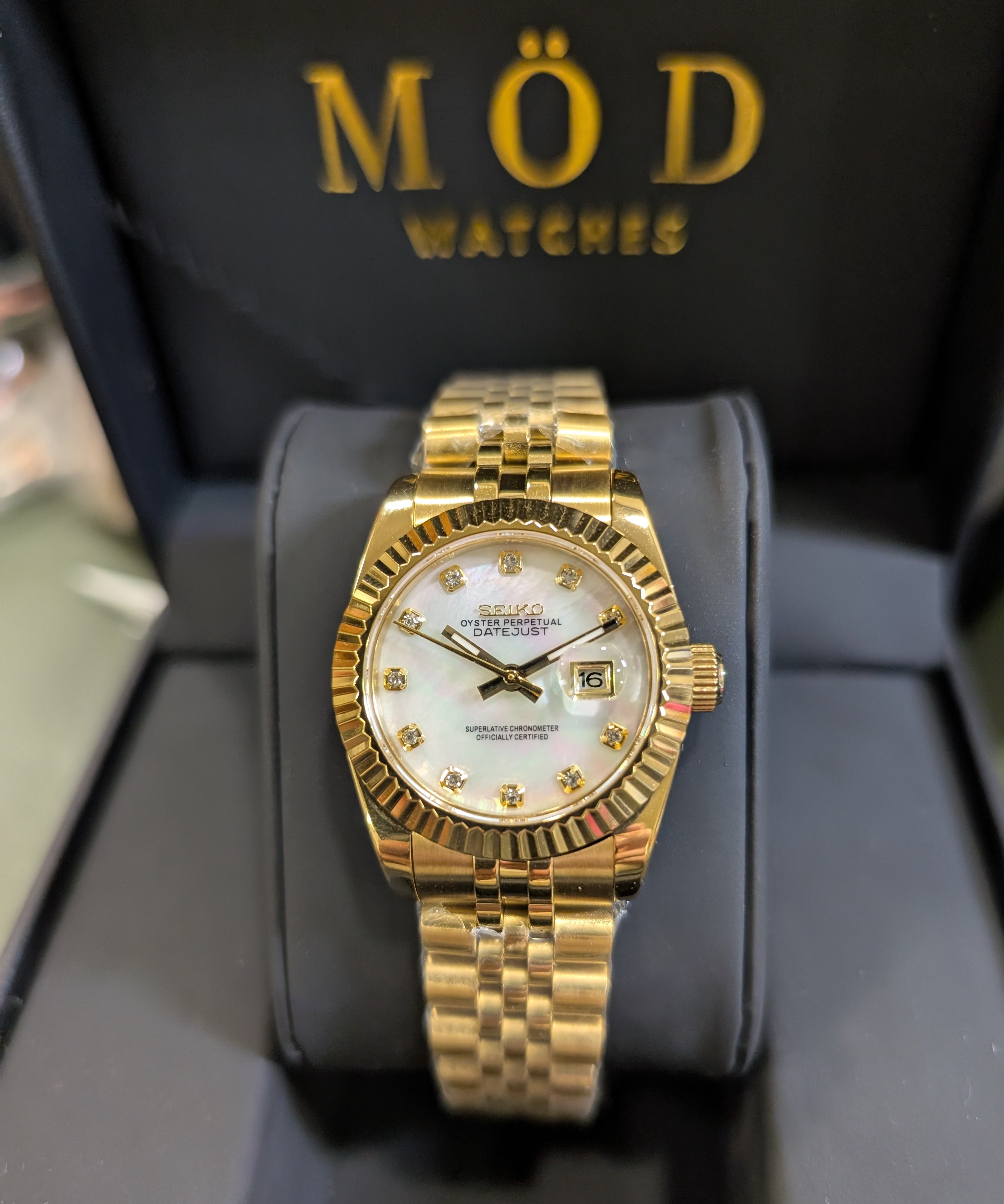 SEIKO-LEX YELLOW GOLD MOTHER OF PEARL DIA DJ WMNS (31MM)