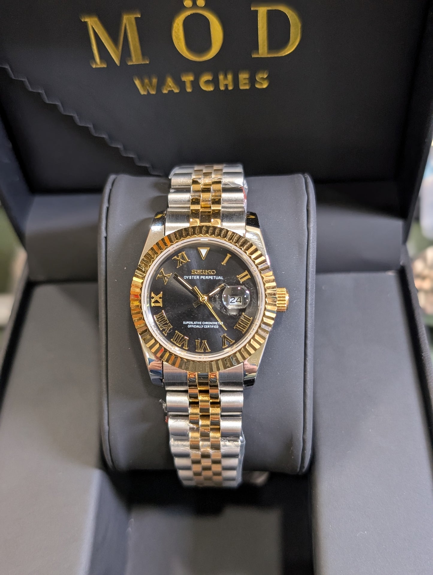 SEIKO-LEX TWO-TONE YELLOW GOLD ROMAN DJ WMNS (31MM)