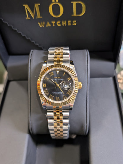 SEIKO-LEX TWO-TONE YELLOW GOLD ROMAN DJ WMNS (31MM)