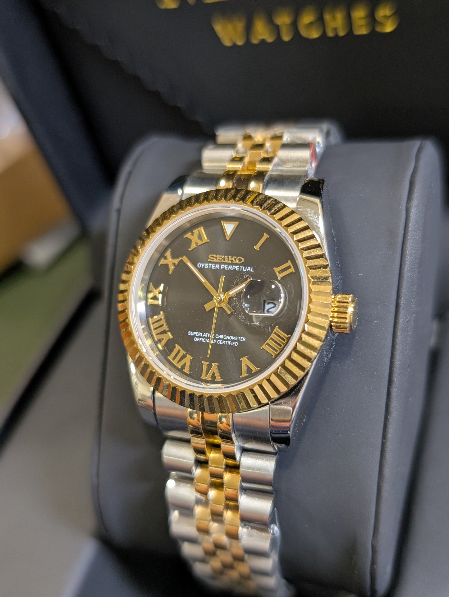 SEIKO-LEX TWO-TONE YELLOW GOLD ROMAN DJ WMNS (31MM)