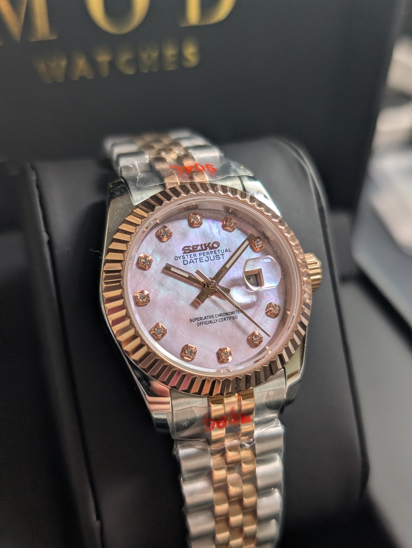 SEIKO-LEX TWO-TONE ROSE GOLD MOTHER OF PEARL PINK DIA DJ WMNS (31MM)