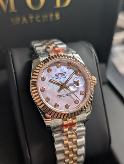SEIKO-LEX TWO-TONE ROSE GOLD MOTHER OF PEARL PINK DIA DJ WMNS (31MM)