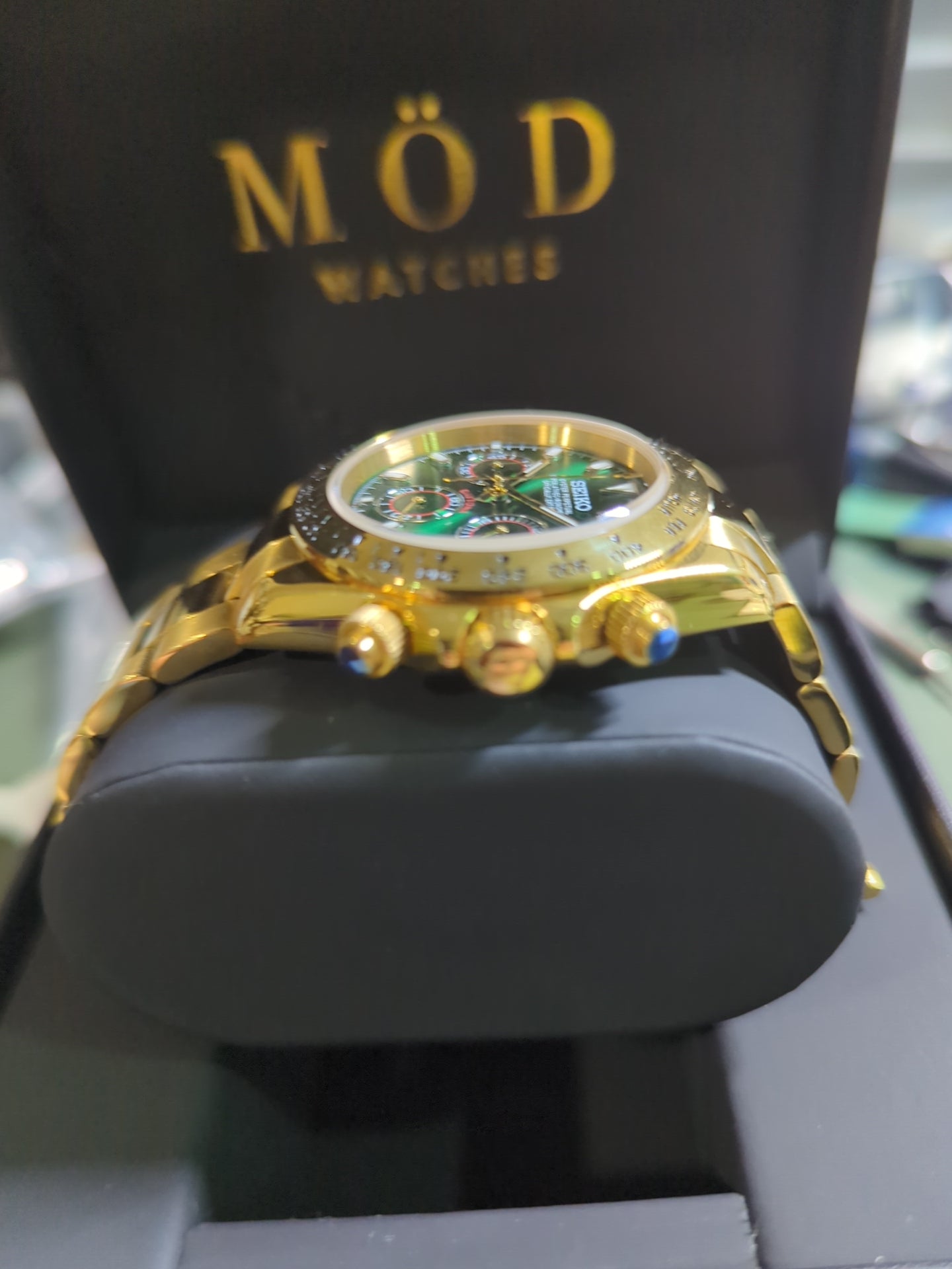 SEIKO-LEX GOLD DAYTONA GREEN
