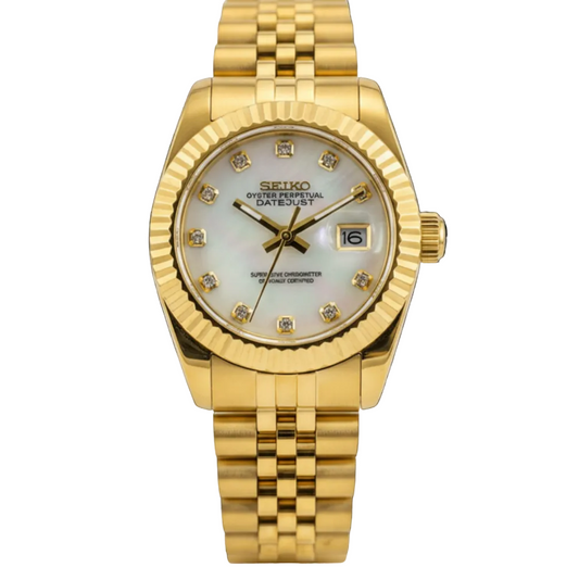 SEIKO-LEX YELLOW GOLD MOTHER OF PEARL DIA DJ WMNS (31MM)