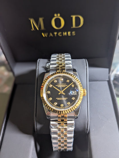SEIKO-LEX BLACK DIAMOND YELLOW GOLD DJ (TWO TONE)