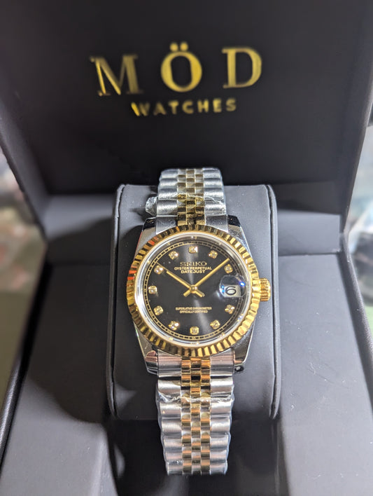 SEIKO-LEX BLACK DIAMOND YELLOW GOLD DJ (TWO TONE)