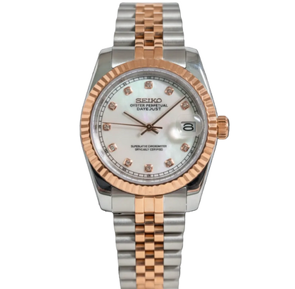 SEIKO-LEX TWO-TONE ROSE GOLD MOTHER OF PEARL DIA DJ WMNS (31MM)