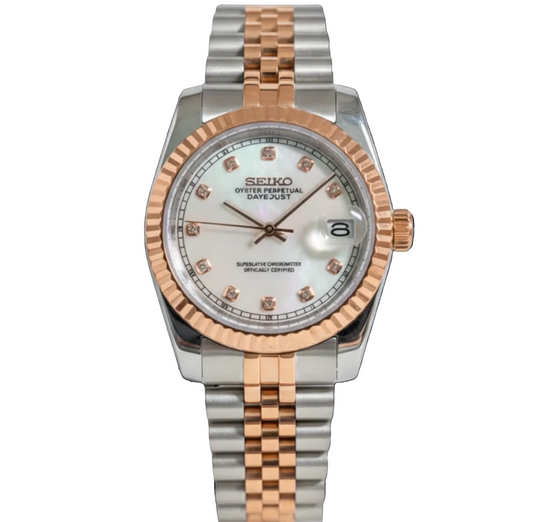 SEIKO-LEX TWO-TONE ROSE GOLD MOTHER OF PEARL DIA DJ WMNS (31MM)