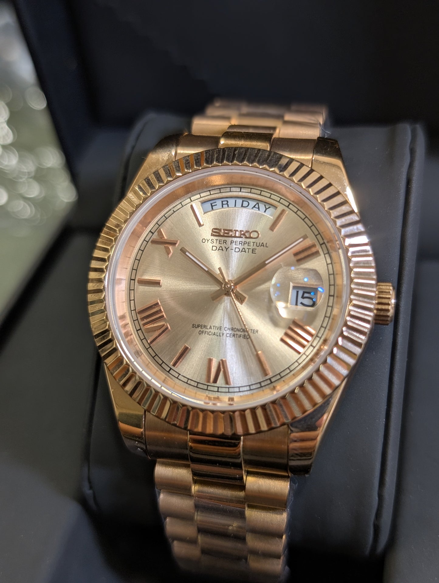SEIKO-LEX ROSE GOLD DAY-DATE