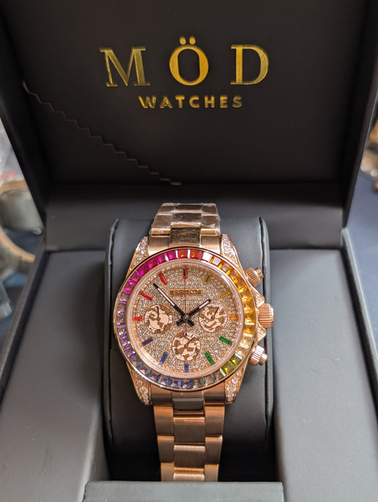 SEIKO-LEX ICED OUT ROSE GOLD DAYTONA
