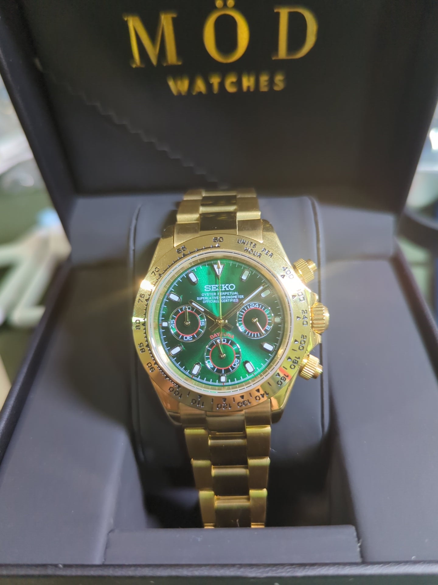 SEIKO-LEX GOLD DAYTONA GREEN