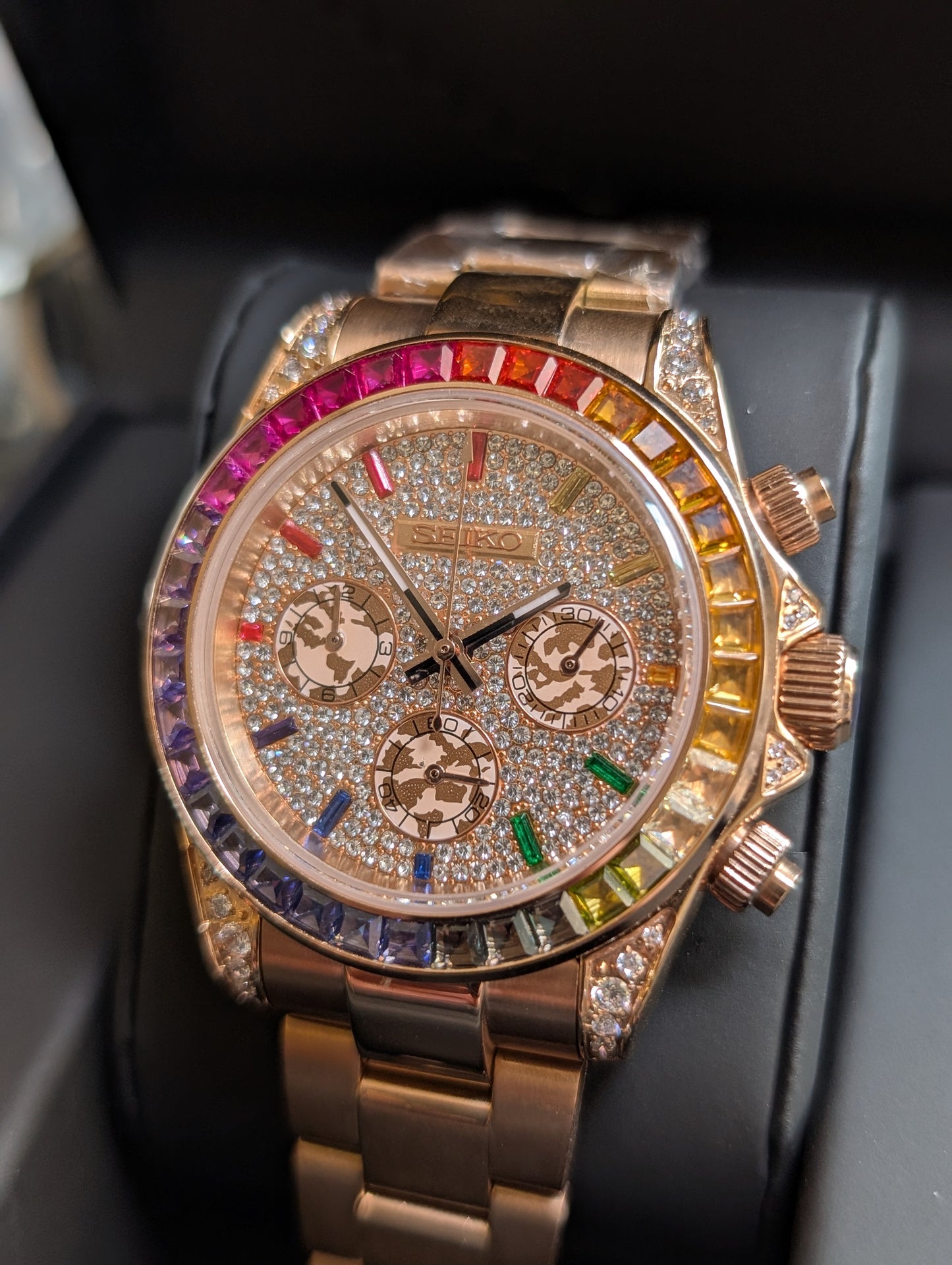 SEIKO-LEX ICED OUT ROSE GOLD DAYTONA