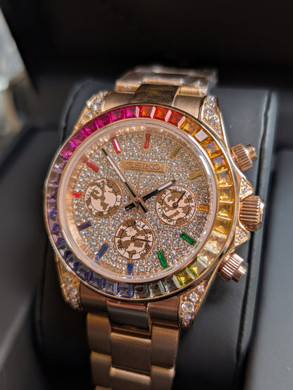 SEIKO-LEX ICED OUT ROSE GOLD DAYTONA