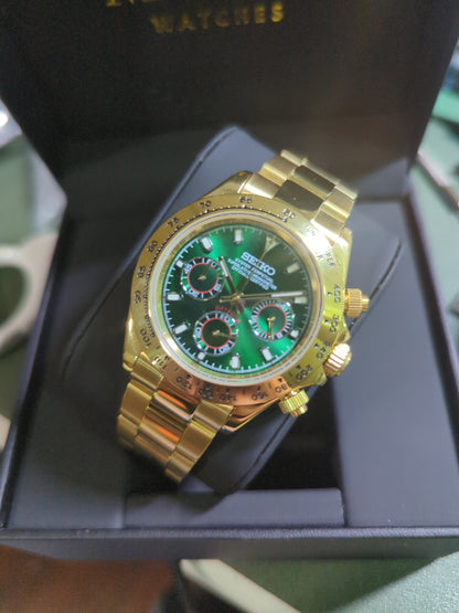 SEIKO-LEX GOLD DAYTONA GREEN